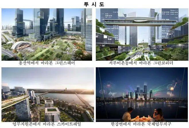 용산국제업무지구 투시도 (출처 서울시)