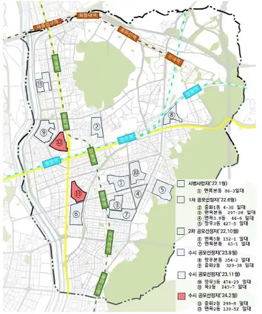 서울시 중랑구 모아타운 대상지(출처 아시아투데이)
