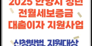 2025 청년 전월세보증금 대출이자 지원사업 신청방법과 조건 총정리(안양시)